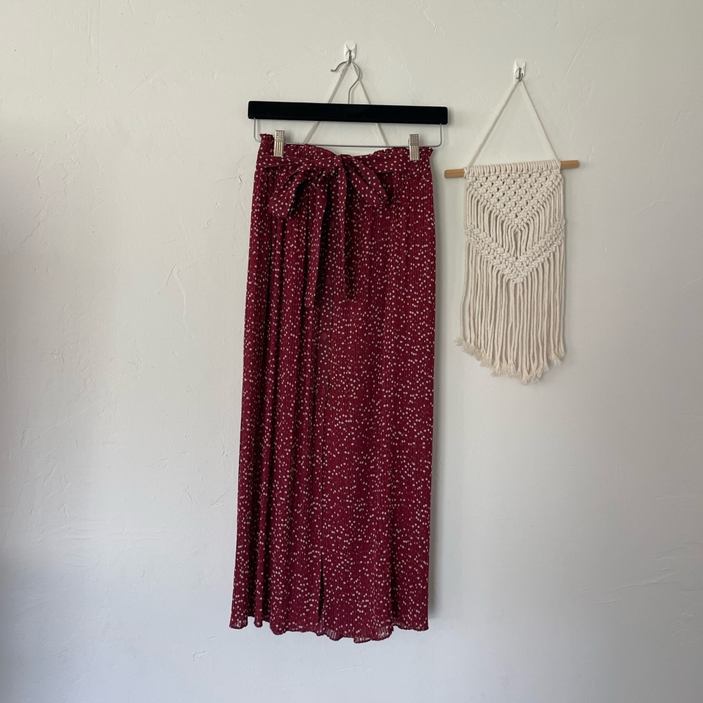 Zara pleated polka dot maxi skirt